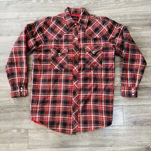 Vtg Stylewise Plaid Jacket Mens 15 1/2 Red Fleece Long Sleeve Lumberjack Outdoor